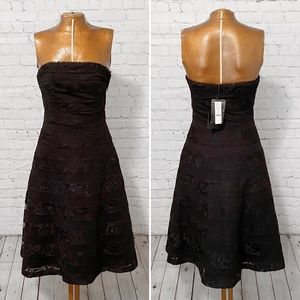WHBM Black Lace Banded Fit And Flare Dress